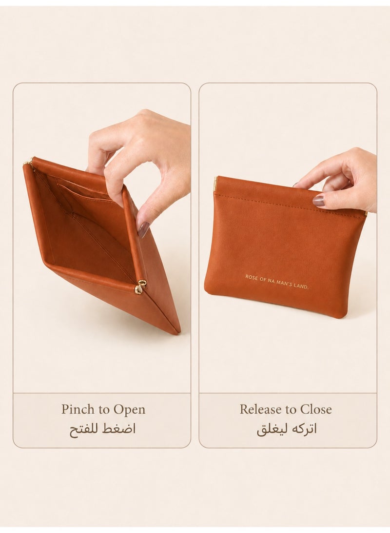 حقيبة تخزين صغيرة للكابلات ومستحضرات التجميل والإكسسوارات، حقيبة تنظيم محمولة للسفر، لون بني - Image 2