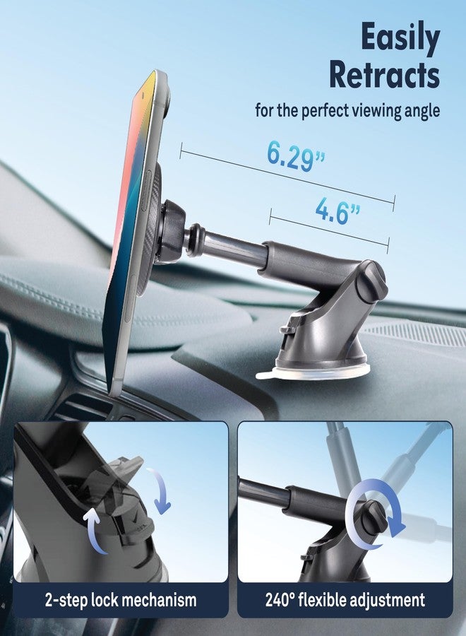BELCO Magnetic Phone Holder for Car - Suction Cup Phone Mount with Adjustable Rotating Arm and Lock Mechanism for Dashboard, Windshield, Air Vent - Compatible with iPhone and Android - Image 3