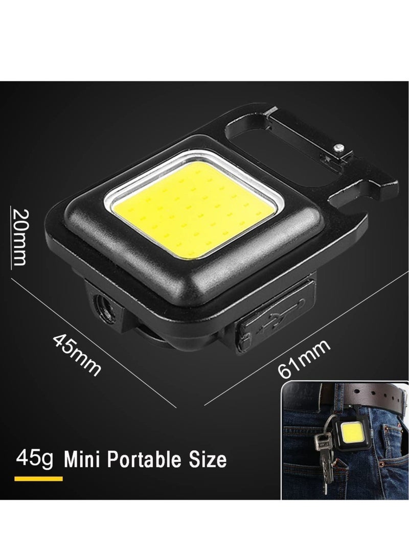 COB Small Flashlights, Waterproof LED Working Lights 800 Lumens Bright Rechargeable Mini Keychain Light 4 Light Modes, Portable Pocket Light Bottle Opener and Magnet Base for Fishing Walking Camping - Image 5