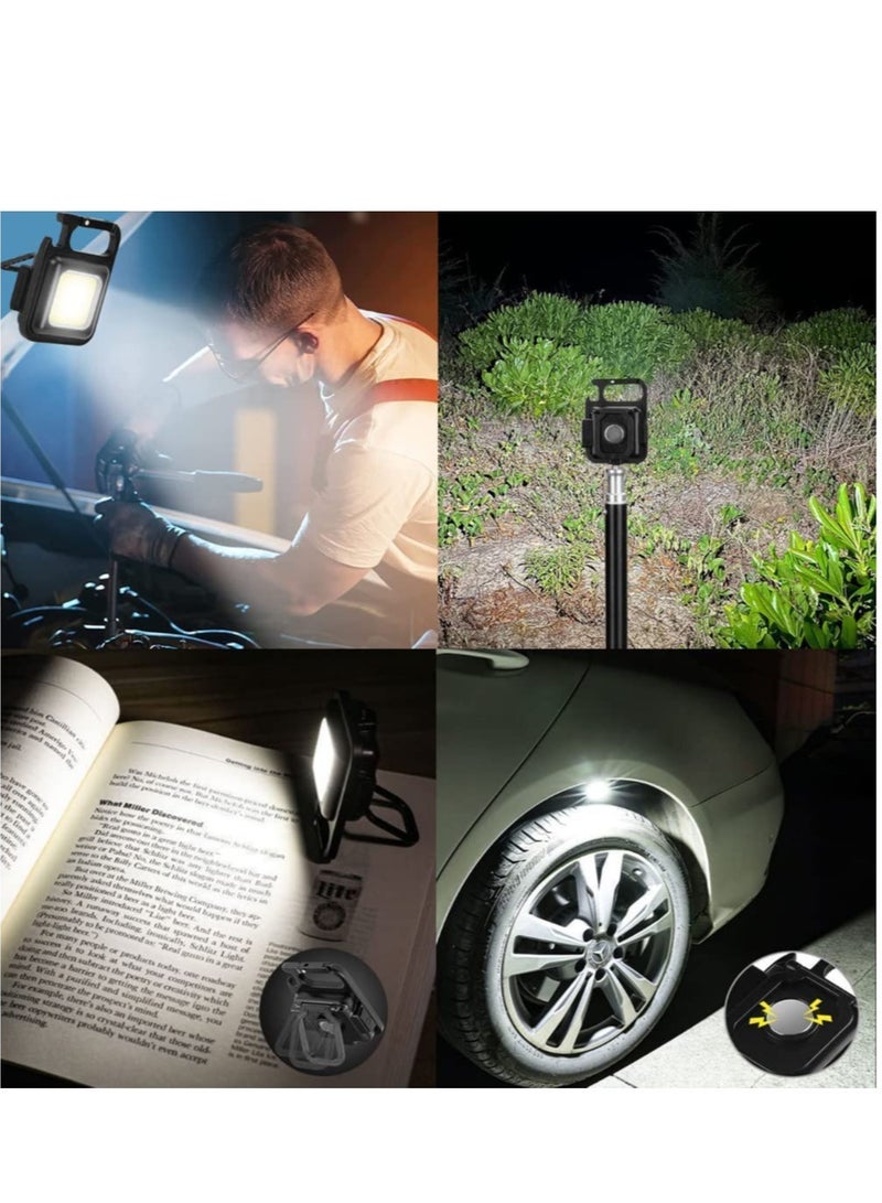 COB Small Flashlights, Waterproof LED Working Lights 800 Lumens Bright Rechargeable Mini Keychain Light 4 Light Modes, Portable Pocket Light Bottle Opener and Magnet Base for Fishing Walking Camping - Image 3