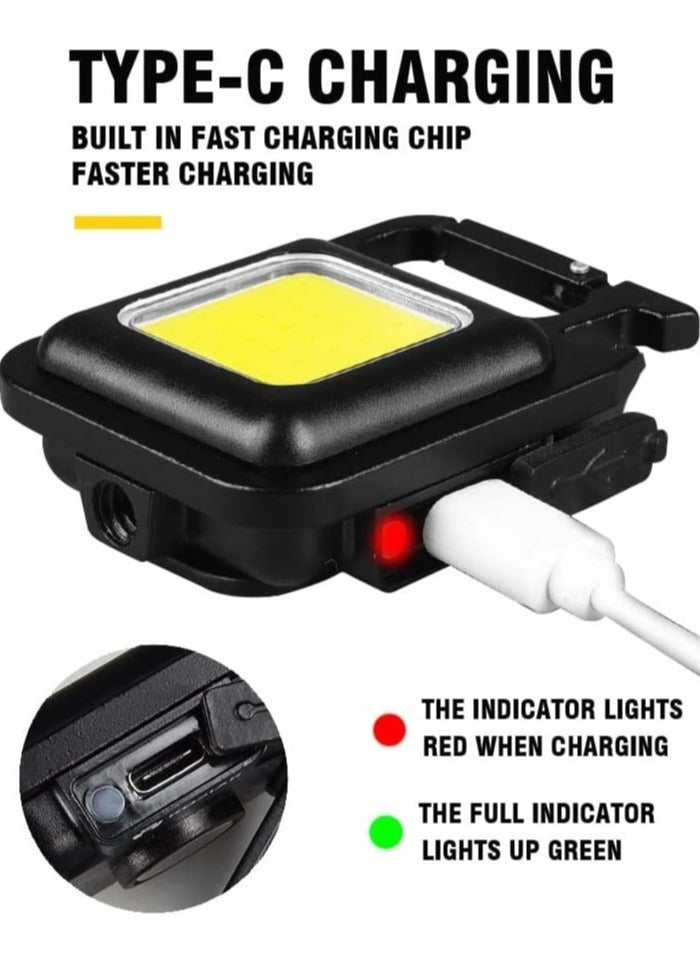 COB Small Flashlights, Waterproof LED Working Lights 800 Lumens Bright Rechargeable Mini Keychain Light 4 Light Modes, Portable Pocket Light Bottle Opener and Magnet Base for Fishing Walking Camping - Image 4