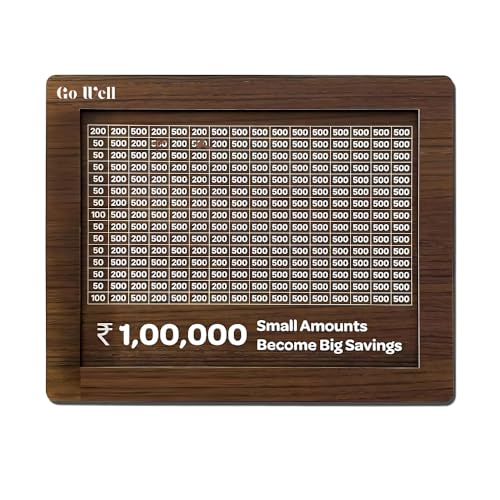 GO WELL Chandan Wood Wooden Piggy Bank for Kids & Adults, Coin Box with Carved Design, Savings Box, Mini Bank, Wooden Coin Box, Money Saver, Piggy Bank with Numbers (1)Modern - Image 1