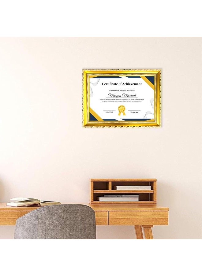 Decorhills DECORHILLS Classic Design A4 Document Certificate Frame – Real Glass, Wall Mount Tabletop Display, Gold, 25x34cm Frame Size, 1Pc  - Image 4