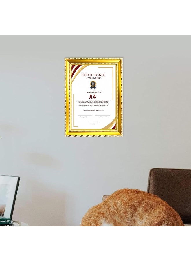 Decorhills DECORHILLS Classic Design A4 Document Certificate Frame – Real Glass, Wall Mount Tabletop Display, Gold, 25x34cm Frame Size, 1Pc  - Image 2