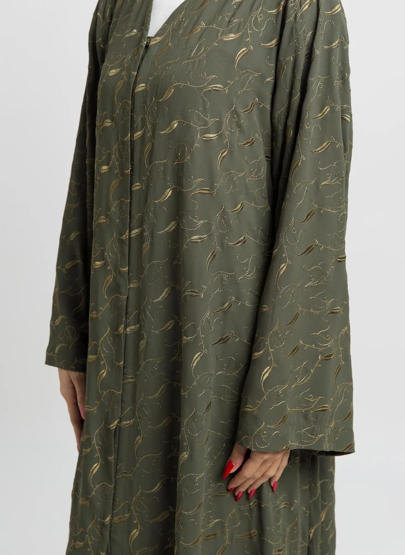 Kaafmeem Olive Leaves Galaxy A-Cut Abaya