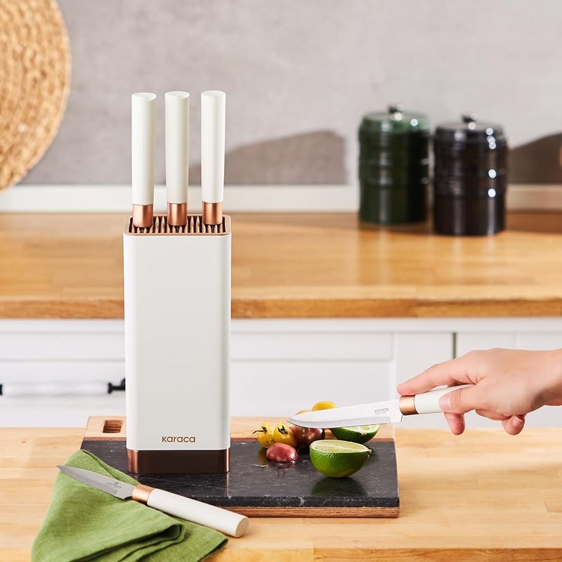 Karaca Skycut Cleaver Knife Set with Stand 6-Pieces, Cream - Image 4
