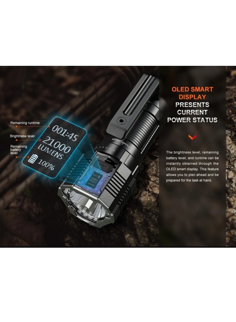 LR60R 21000 Lumens 21000 Lumens 1085 Meters Range Type-C Fast Charging Waterproof Flashlight