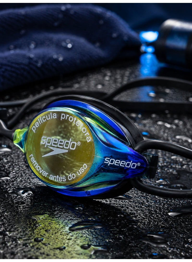 speedo Adult swimming goggles with anti-fog mirrored lenses and UV protection – 3 nose bridge sizes S/M/L - Image 2