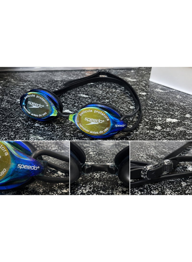 speedo Adult swimming goggles with anti-fog mirrored lenses and UV protection – 3 nose bridge sizes S/M/L - Image 5