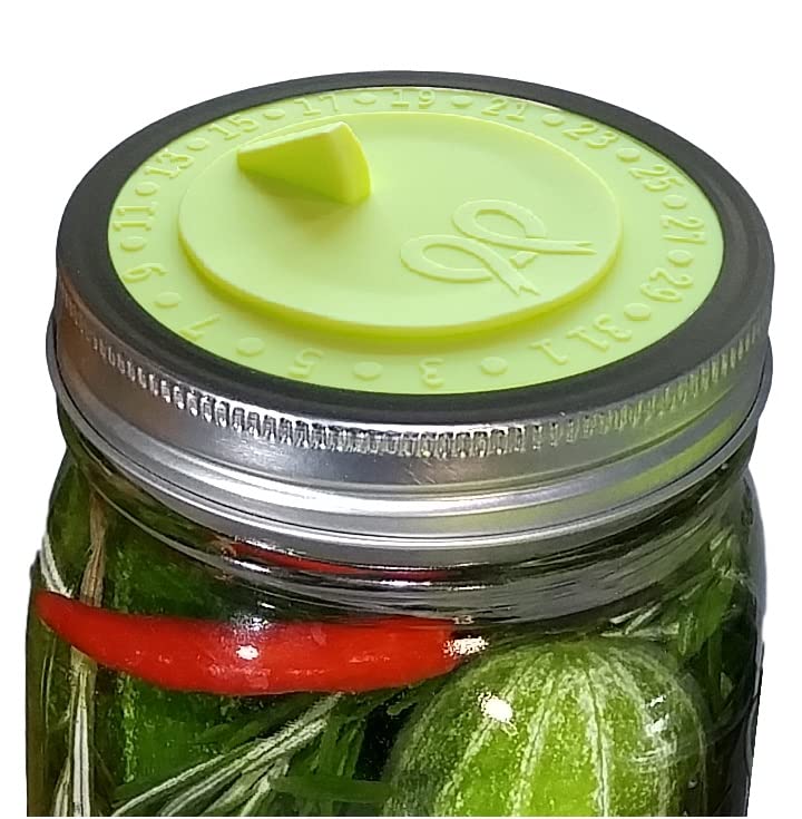 7pack Maintenance airlock waterless fermentation lids for wide mouth mason jars Make Sauerkraut Kimchi Pickles any fermented vegetable probiotic foods BPA mold free dishwasher safe