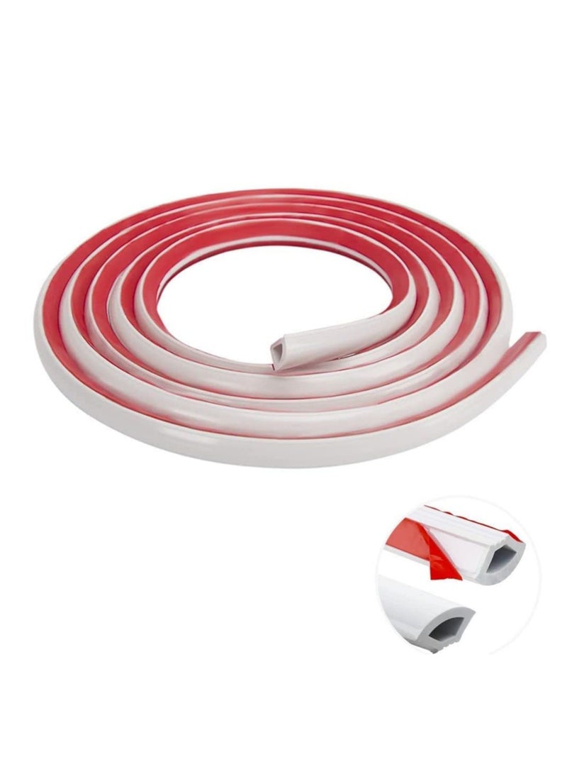 SYOSI شريط تزيين دائري مرن من PVC بطول 5م، حواف بلاط الأرضيات ذاتية اللصق، حواف بلاط الأرضيات المُركّبة، شريط ملء الفجوات لتغطية حواف خزائن الجدران، السّكرتينغ، أسطح العمل، حواف النوافذ والأبواب، أبيض - Image 1