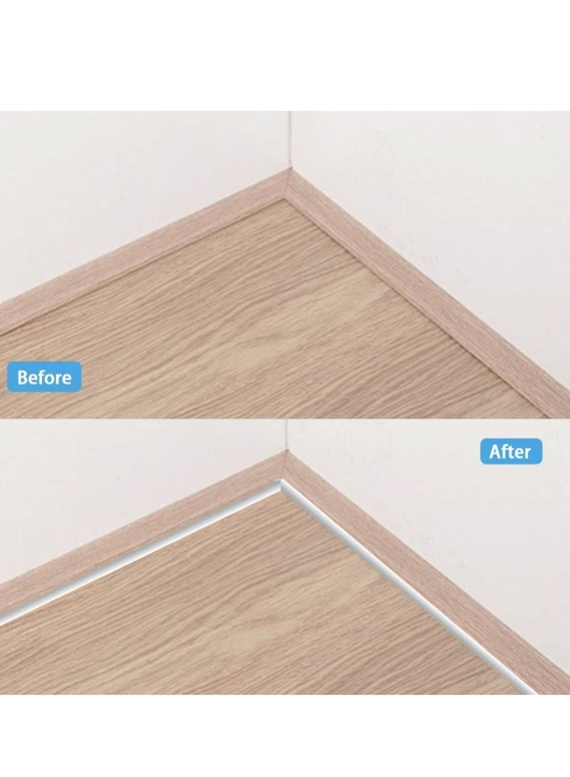 SYOSI شريط تزيين دائري مرن من PVC بطول 5م، حواف بلاط الأرضيات ذاتية اللصق، حواف بلاط الأرضيات المُركّبة، شريط ملء الفجوات لتغطية حواف خزائن الجدران، السّكرتينغ، أسطح العمل، حواف النوافذ والأبواب، أبيض - Image 4