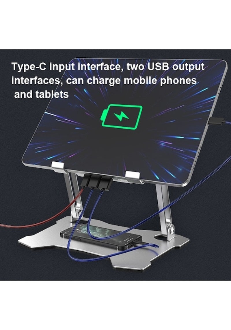 Folding Mini Aluminum Alloy Tablet PC Bracket with 4 Fan Radiator - Lifting Flat Panel Cooling Stand for Desktop - Image 5