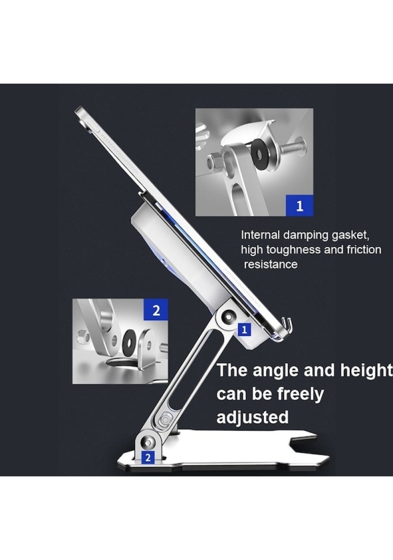 Folding Mini Aluminum Alloy Tablet PC Bracket with 4 Fan Radiator - Lifting Flat Panel Cooling Stand for Desktop - Image 4