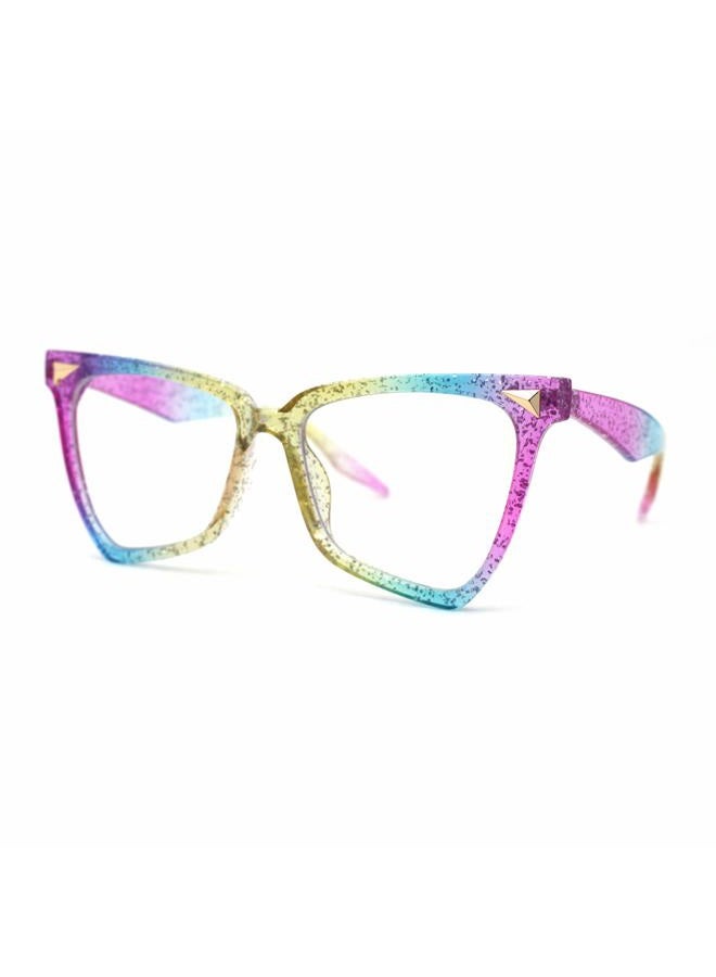 SA106 Womens Plastic Cat Eye Horn Rim 100% Blue Light Filtering Computer Glasses Rainbow - Image 2