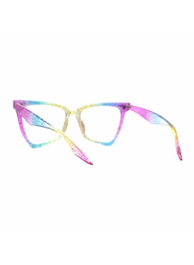 SA106 Womens Plastic Cat Eye Horn Rim 100% Blue Light Filtering Computer Glasses Rainbow - Image 4