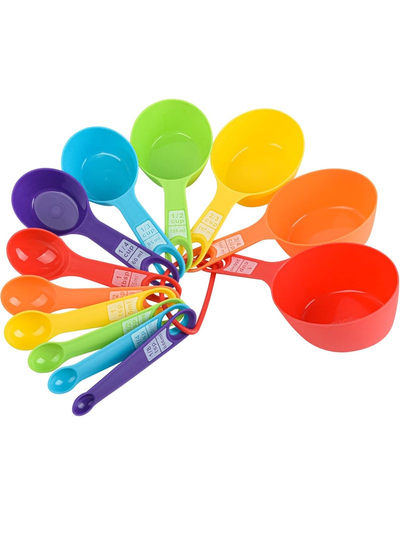 توشيونيكس طقم أكواب وملاعق قياس، 12 قطعة من أكواب وملاعق القياس البلاستيكية، 6 ملاعق قياس بلاستيكية للخبز والطهي، 6 أكواب قياس متنوعة الألوان - Image 2