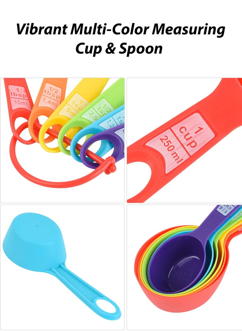 توشيونيكس طقم أكواب وملاعق قياس، 12 قطعة من أكواب وملاعق القياس البلاستيكية، 6 ملاعق قياس بلاستيكية للخبز والطهي، 6 أكواب قياس متنوعة الألوان - Image 4