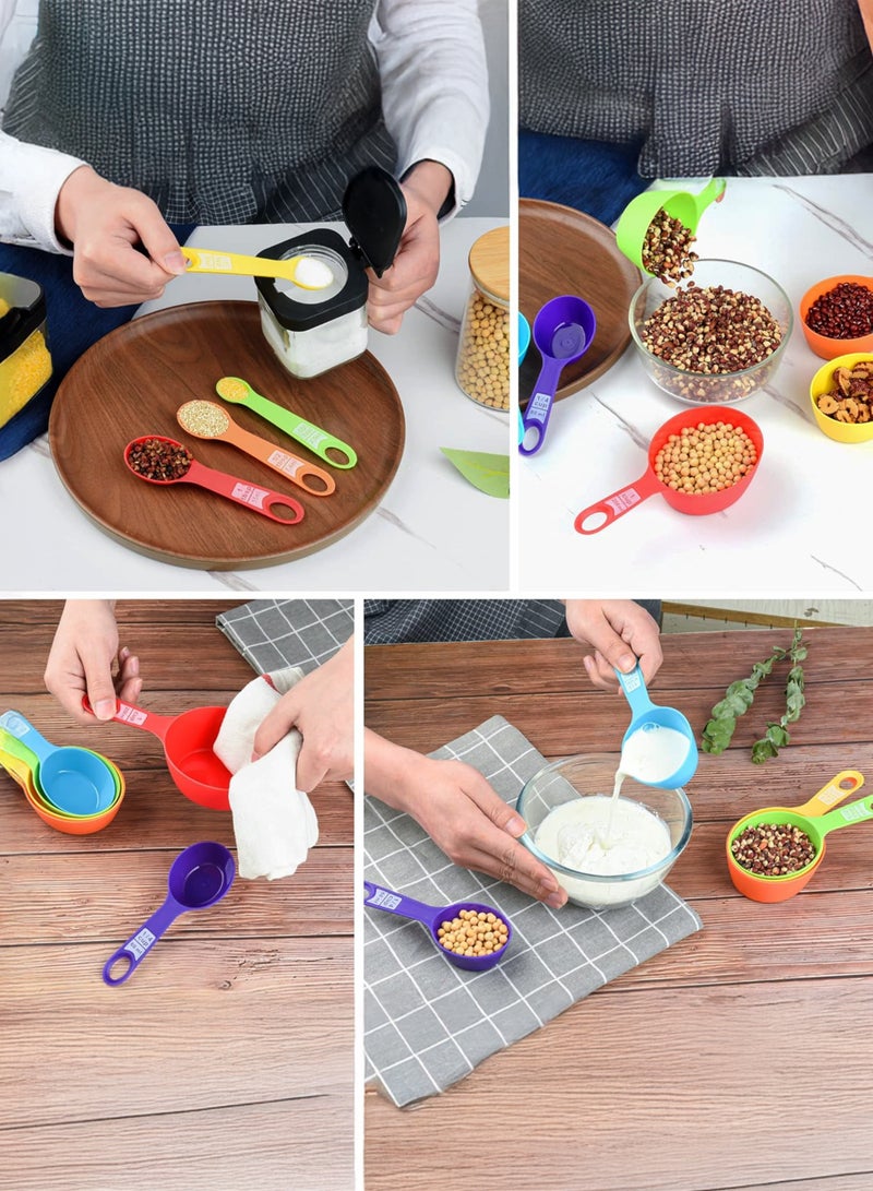 توشيونيكس طقم أكواب وملاعق قياس، 12 قطعة من أكواب وملاعق القياس البلاستيكية، 6 ملاعق قياس بلاستيكية للخبز والطهي، 6 أكواب قياس متنوعة الألوان - Image 3