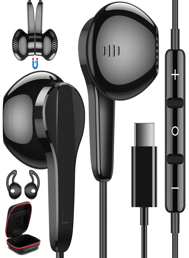 ASKUBSKU سماعات رأس USB-C لهواتف سامسونج S25 ألترا، S24، S23، Fe، S22+، سماعات أذن من النوع C مزودة بميكروفون، صوت ستيريو عالي الدقة، تحكم في مستوى الصوت، سماعات أذن سلكية مغناطيسية داخل الأذن لهواتف آيفون 17، إير، 16، 15، برو ماكس بلس/جالاكسي S26 فليب 7 - Image 1