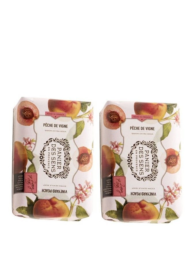 PANIER DES SENS Peach Shea Butter Natural Bar Soap Bath & Body Soap Bars Made In France 95% Natural 2 Bars 7Oz/200G Each  - Image 2