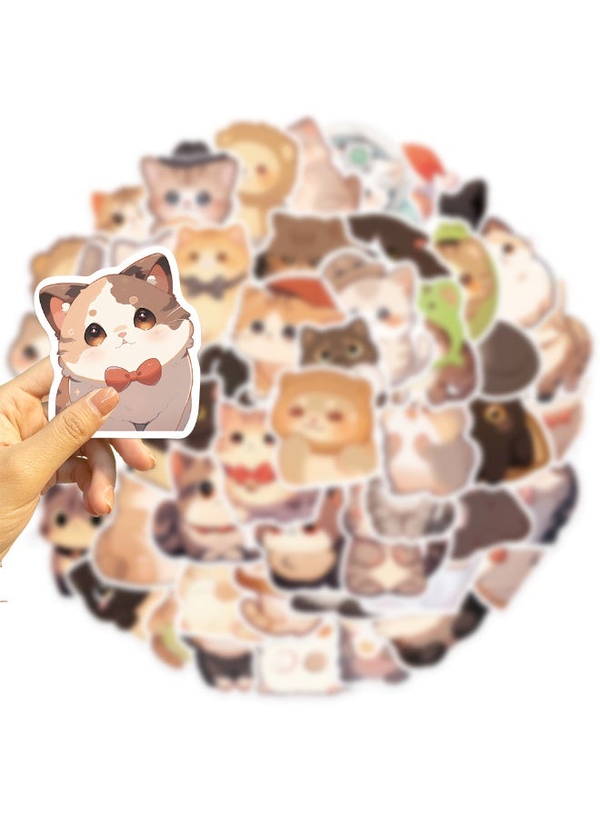 NIBEMINENT 50 Pcs Round-Eyed Cat Deco Kit Waterproof Stickers, High Definition Printing Bright Colors, Suitable for Laptop Skateboard Luggage Water Bottle Guitar DIY - Image 3