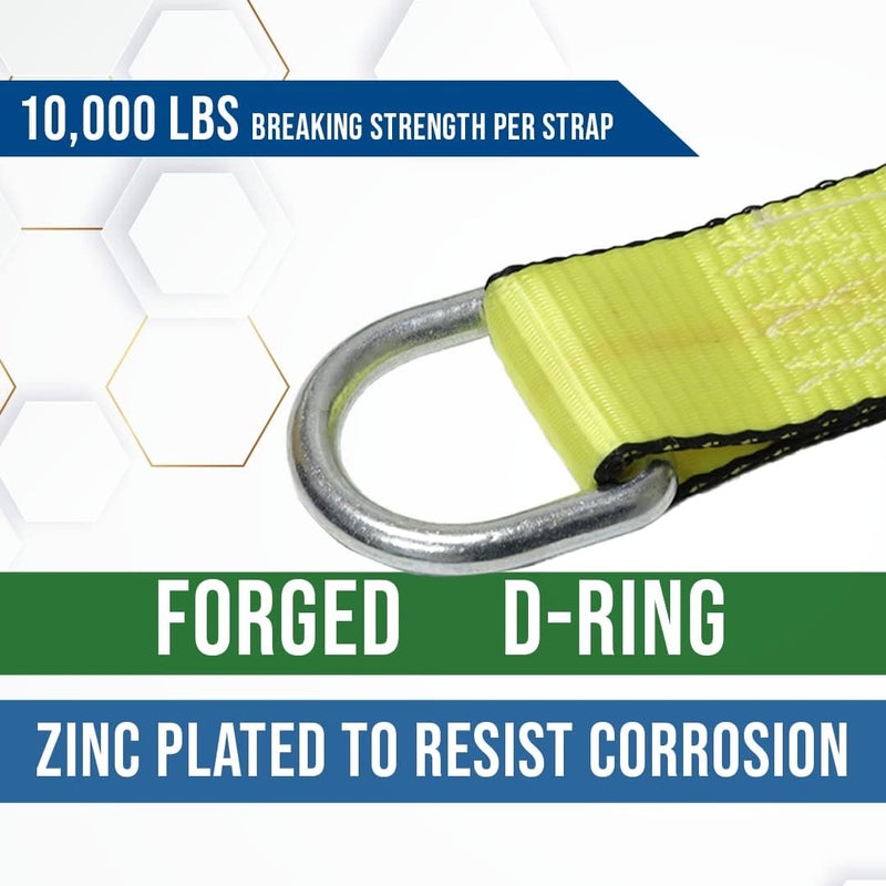 Boxer 2 Inch x 10Ft Lasso Tow Strap with D Ring & Protective Sleeve – 10,000lbs Capacity (4-Pack) - Image 5