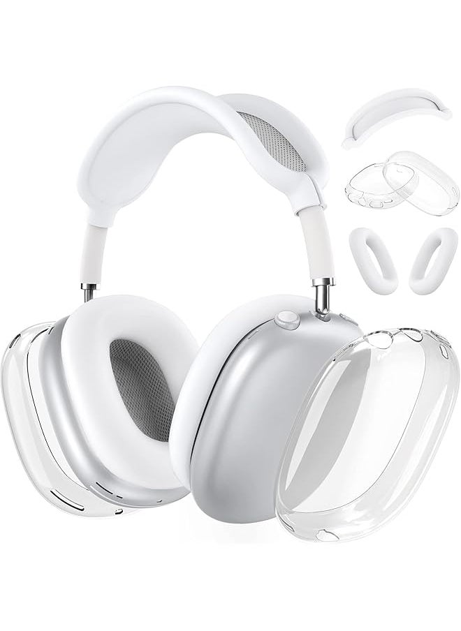 erorex - Silicone Case Cover For Airpods Max 2 2024 Headphones Ear Pad Case Cover Ear Cups Cover Headband Cover For Airpods Max Accessories Soft Silicone Skin Protector For Airpods Max 2 Clear White - Image 1