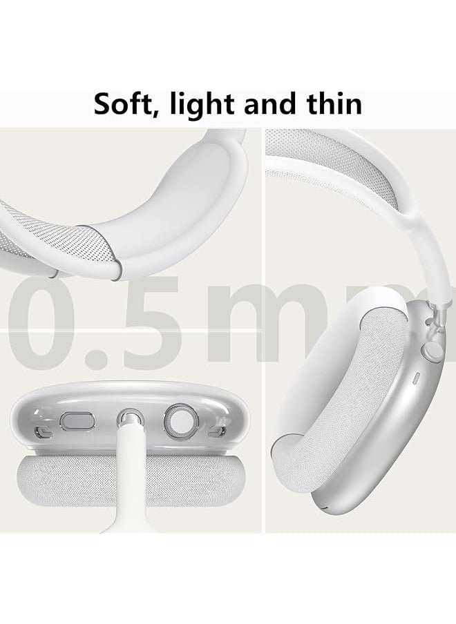erorex - Silicone Case Cover For Airpods Max 2 2024 Headphones Ear Pad Case Cover Ear Cups Cover Headband Cover For Airpods Max Accessories Soft Silicone Skin Protector For Airpods Max 2 Clear White - Image 1
