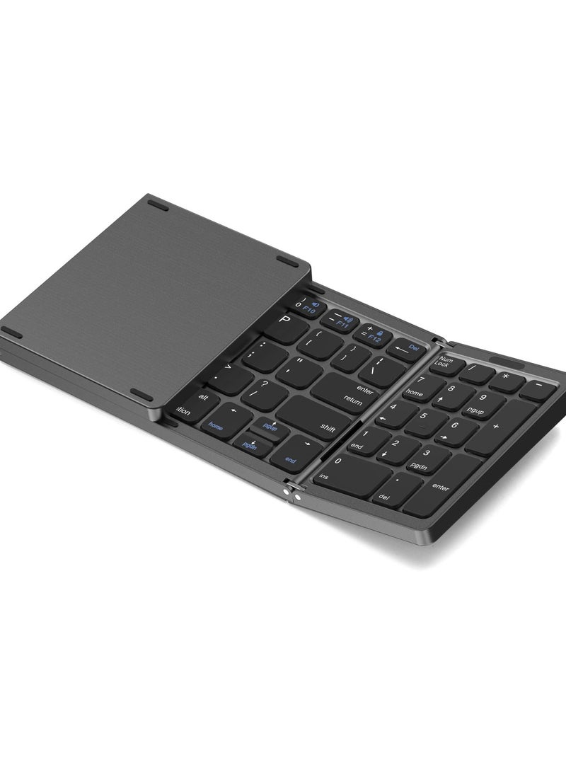 erorex Foldable Bluetooth Keyboard, Foldable Wireless Portable Keyboard with Numeric Keypad, USB-C Rechargeable for iOS, Android, Windows System Laptop Tablet Smartphone Device (Not Full Size) - Image 1