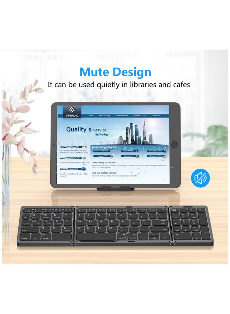 erorex Foldable Bluetooth Keyboard, Foldable Wireless Portable Keyboard with Numeric Keypad, USB-C Rechargeable for iOS, Android, Windows System Laptop Tablet Smartphone Device (Not Full Size) - Image 5