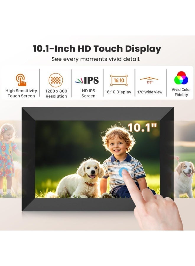 إطار صور رقمي من فانجور، إطار صور ذكي بشاشة لمس IPS HD مقاس 10.1 بوصة ودقة 1280×800 مع ذاكرة 32 جيجابايت، إطار صور إلكتروني ذكي مع تدوير تلقائي ومشاركة الصور والفيديو فوراً عبر تطبيق أوهالي من أي مكان - Image 4
