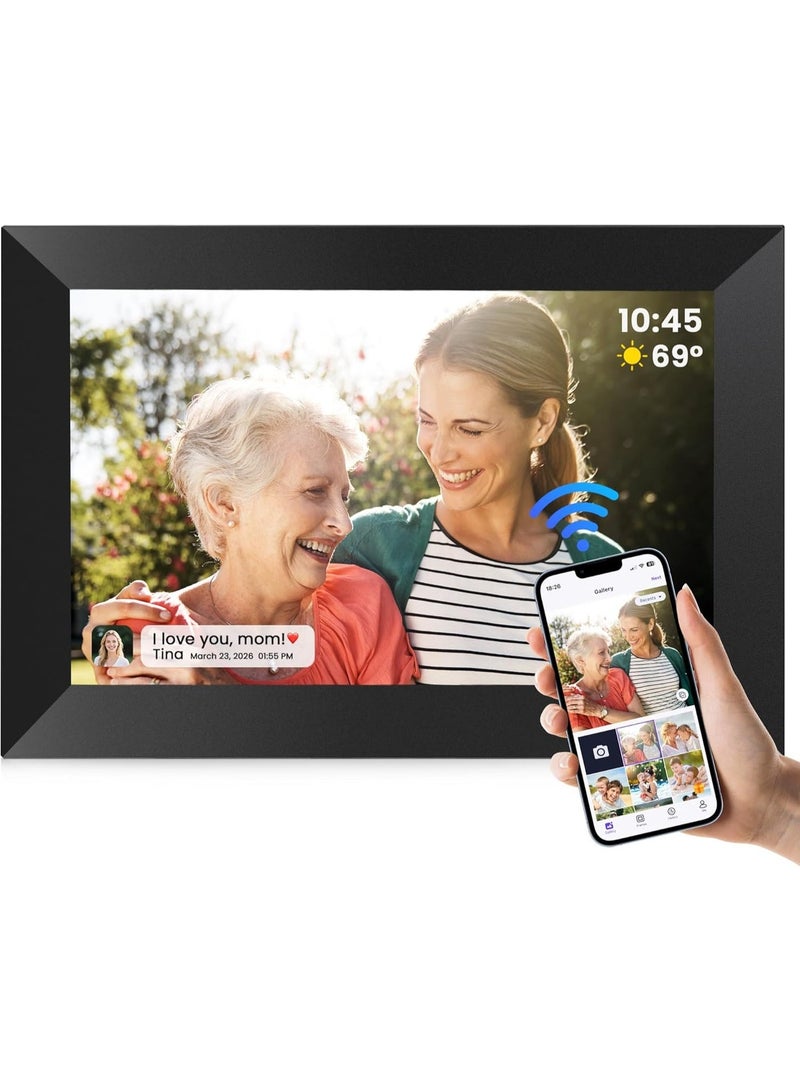 إطار صور رقمي من فانجور، إطار صور ذكي بشاشة لمس IPS HD مقاس 10.1 بوصة ودقة 1280×800 مع ذاكرة 32 جيجابايت، إطار صور إلكتروني ذكي مع تدوير تلقائي ومشاركة الصور والفيديو فوراً عبر تطبيق أوهالي من أي مكان - Image 1