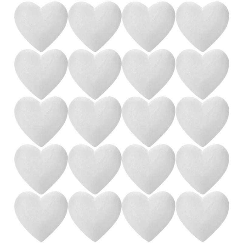 EXCEART 20-Pack White Polystyrene Foam Hearts â€“ Heart-Shaped Craft Foam for Christmas, Wedding, Valentineâ€™s Day Decor & Ornaments - Image 1