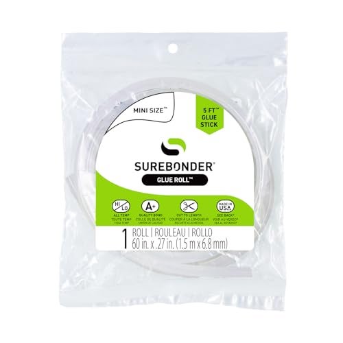 Surebonder Mini Hot Glue Stick Roll, 60" (5 Feet), 5/16" Diameter - Long Glue Stick, Uninterrupted Gluing, All Purpose for Crafting and DIY, Clear - Image 1