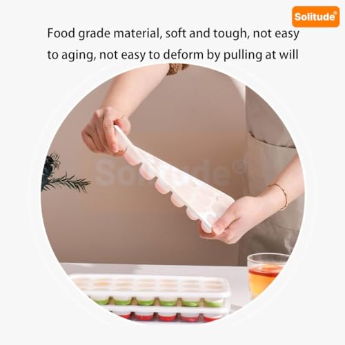 Solitude 4 Pcs Silicone Round Pop Up Ice Cube Mold Trays with 84 Cavities and Lid for Freezer with Easy Release Flexible Silicone Bottom, Stackable Whiskey Bar Ice Cube Moulds (Multicolor, Pack of 4) - Image 5