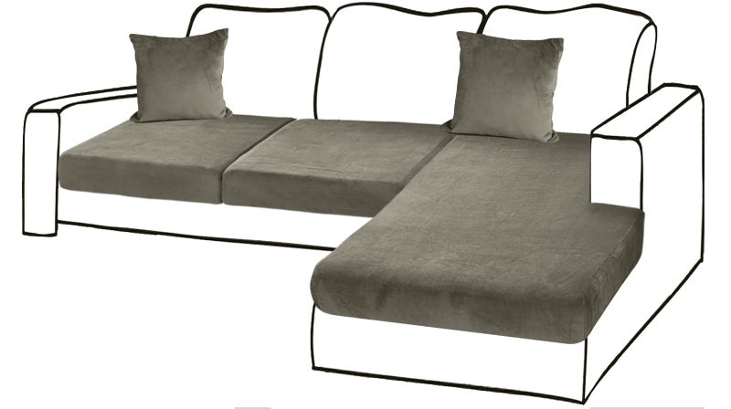 BT.WA Sectional Couch Covers for 3-Piece Seat Cushion Velvet Separate L Shape Couch Cover Stretch Sofa Slipcover with 2 Pieces Pillowcases Furniture Protector (Sofa 2 Seater + 1 Chaise  Olive Green) - Image 1