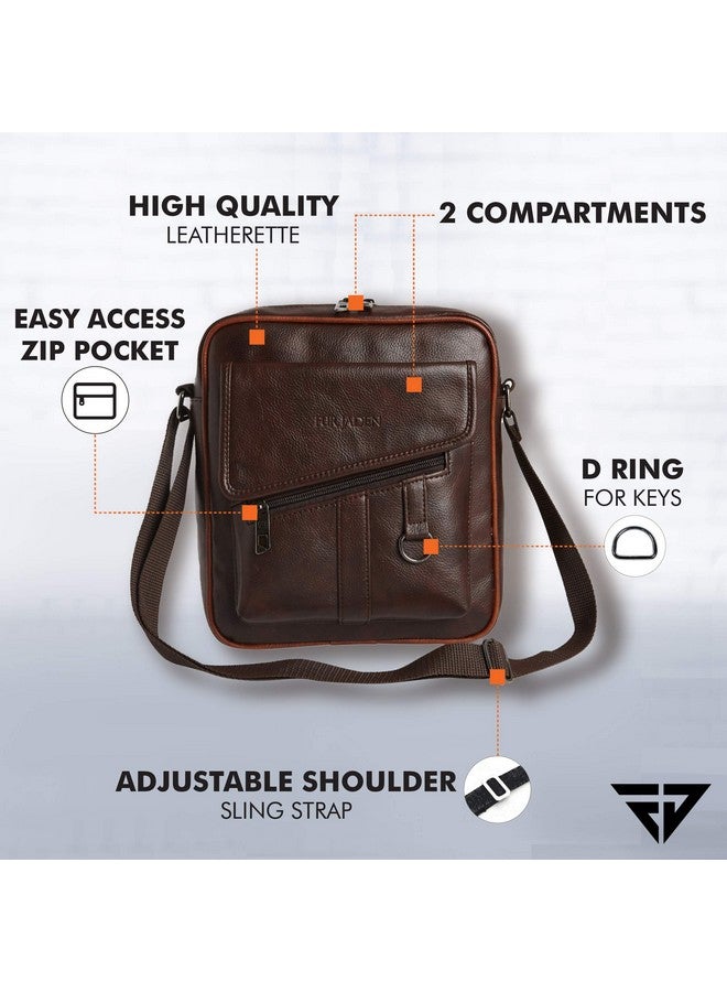 FUR JADEN Sling Cross Body Travel Office Business Messenger one Side Shoulder Bag Unisex (Brown) - Image 4