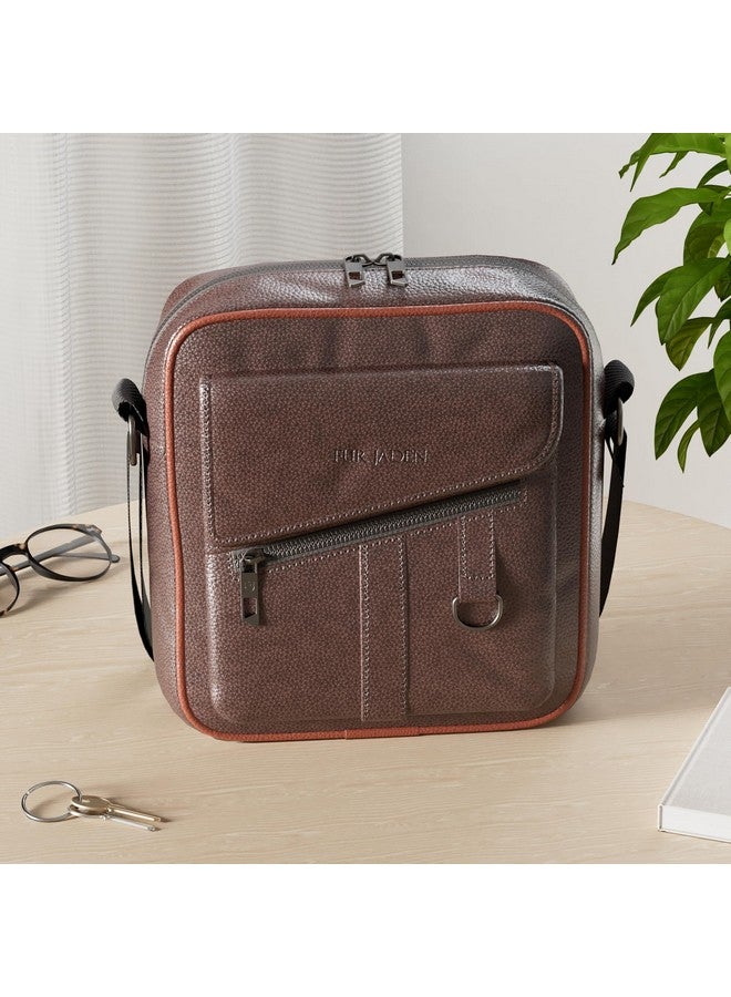 FUR JADEN Sling Cross Body Travel Office Business Messenger one Side Shoulder Bag Unisex (Brown) - Image 2