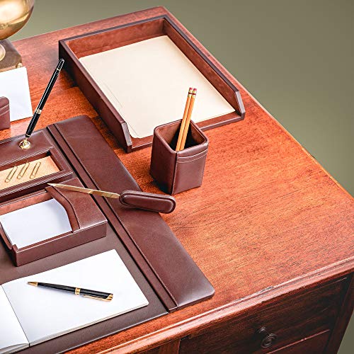 Dacasso صينية رسائل دكاسو الجلدية للمكتب - حامل رسائل فاخر ومنظم ورق للمكتب - تنظيم المكتب وزينة المكتب التنفيذي - (بني شوكولاتة) - Image 5