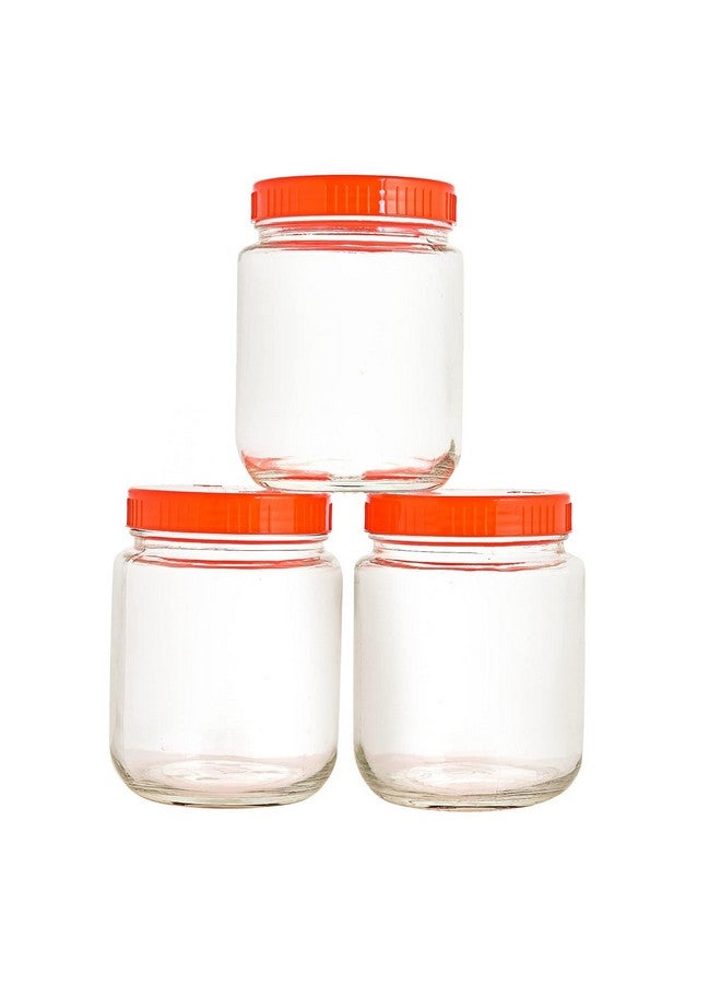 Cloudmart Piramal Glass Jar 1.5litter Round pickle Jars for kitchen home storage Transparent airtight Glass Containers for Kitchen Pantry, Flour, Cereal, Masala, Dry Fruits|Red Cap(1500ml, Set of 4)  - Image 4