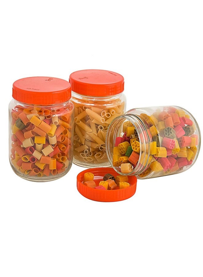 Cloudmart Piramal Glass Jar 1.5litter Round pickle Jars for kitchen home storage Transparent airtight Glass Containers for Kitchen Pantry, Flour, Cereal, Masala, Dry Fruits|Red Cap(1500ml, Set of 4)  - Image 2