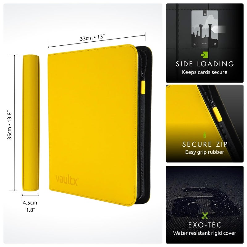 Vault X 12 Pocket Trading Card Zip Binder, 480 Cards, Premium Exo-Tec Album Material, 20 Side-Loading Pages, Folder, Sports, TCG (Yellow) - Image 2