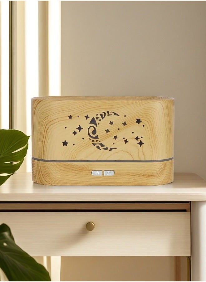 Beautiful Creative And Efficient Elliptical Cylindrical Plastic Humidifier, USB Charging Interface, Light Wood Color  - Image 3