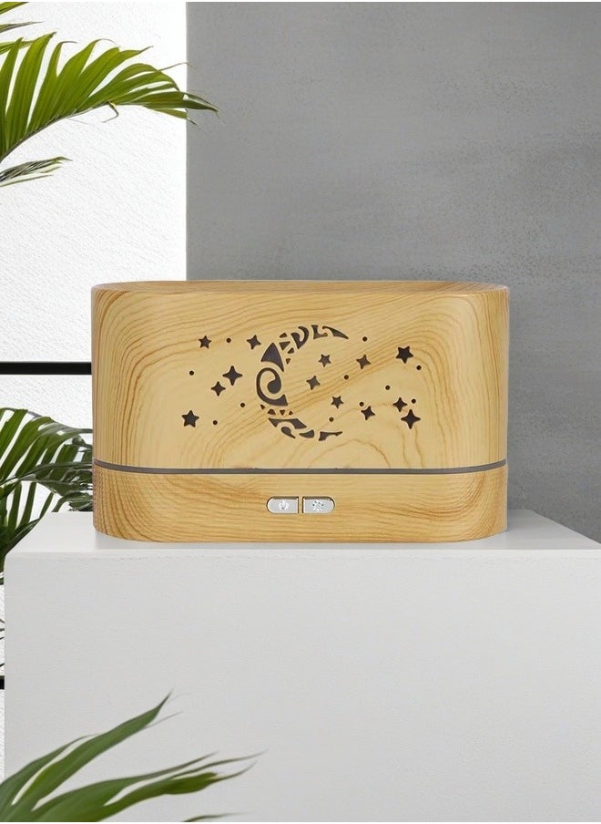 Beautiful Creative And Efficient Elliptical Cylindrical Plastic Humidifier, USB Charging Interface, Light Wood Color  - Image 1