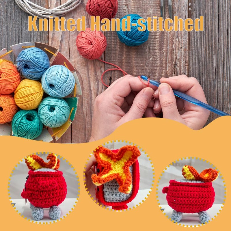 RovyFota Emotional Support Crochet Dumpster Fire with Positive Card Cute Room Decor Knitted Toys Funny Crochet Support Buddies Gifts for Friends (Red) - Image 4