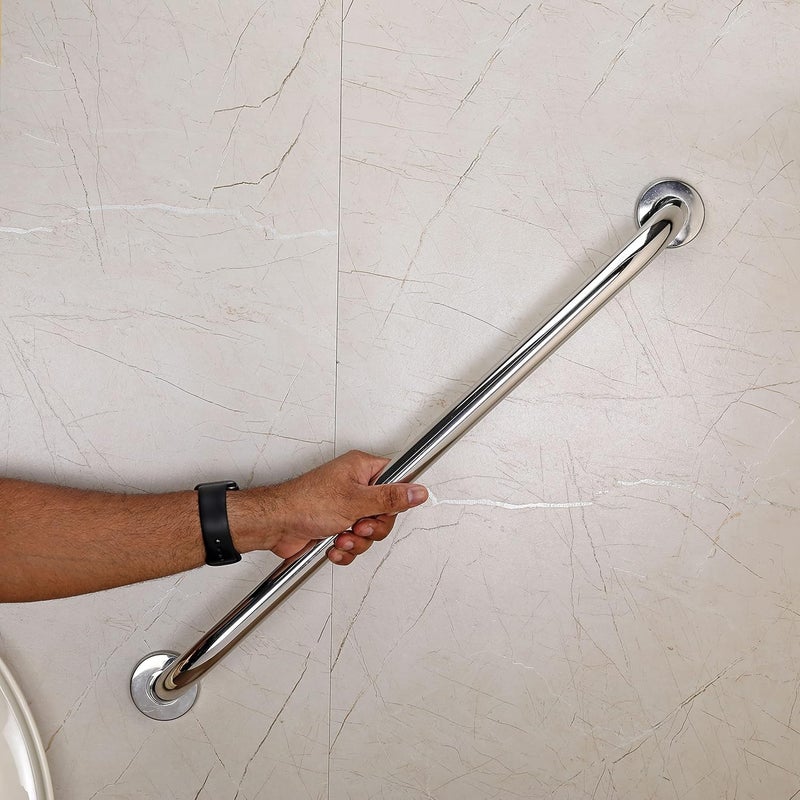 Fortune 24 Inch Stainless Steel Wall Mounted Grab Bar, Towel Bar, Bathtub Rails, Safety Hand Support Balance Handle Bars, Bathroom Accessories for Home, Hotel- Chrome Finish (24 Inch, Pack of 2) - Image 3