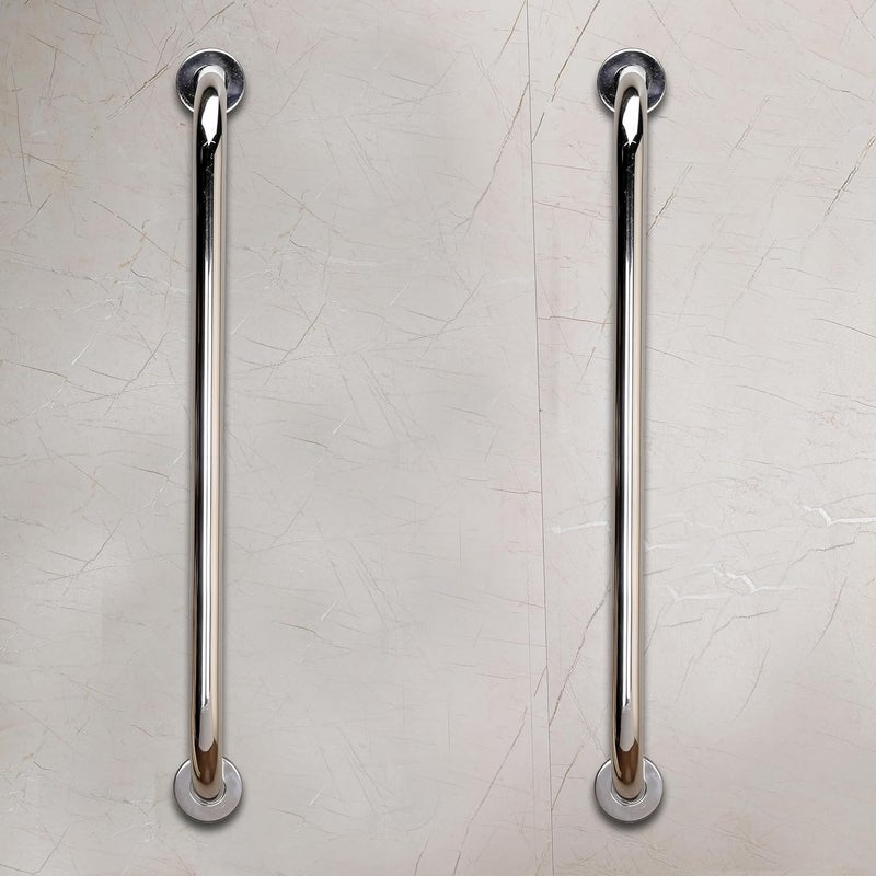 Fortune 24 Inch Stainless Steel Wall Mounted Grab Bar, Towel Bar, Bathtub Rails, Safety Hand Support Balance Handle Bars, Bathroom Accessories for Home, Hotel- Chrome Finish (24 Inch, Pack of 2) - Image 1