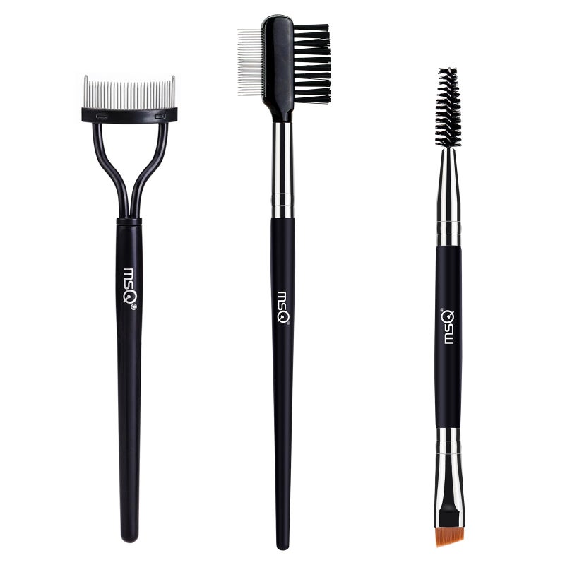 MSQ Eyebrow Brush and Comb Eyelash Brush Eyelash Separator Eye Brow Comb Spoolie Brush Professional Mascara Brushes Eyebrow Eyelash Grooming Brush Eye Makeup Tools Set 3 PCS - Image 3