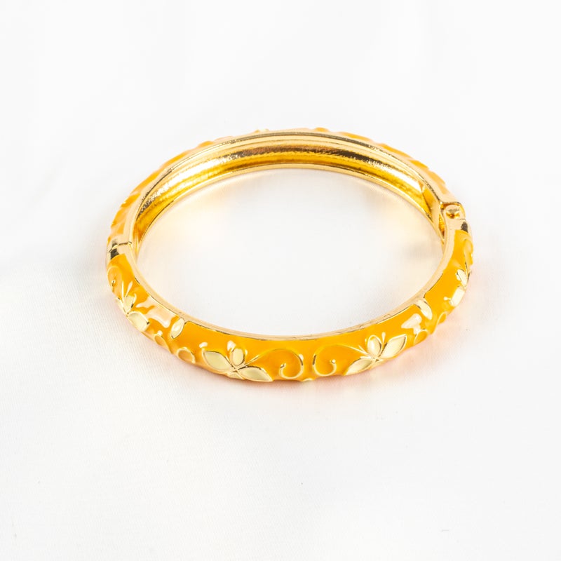 أسورة جولد بليتد برتقالي مزخرفة بالورود - Image 1